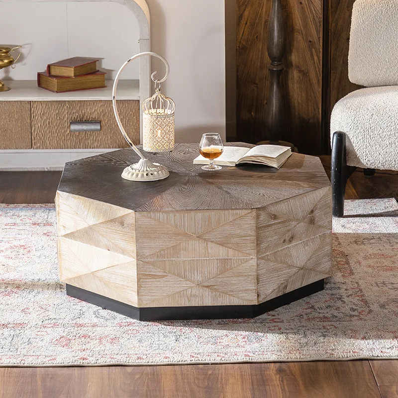 American retro solid wood coffee table B & B small apartment household old octagonal tea table designer sofa coffee table
American retro solid wood coffee table B & B small apartment household old octagonal tea table designer sofa coffee table