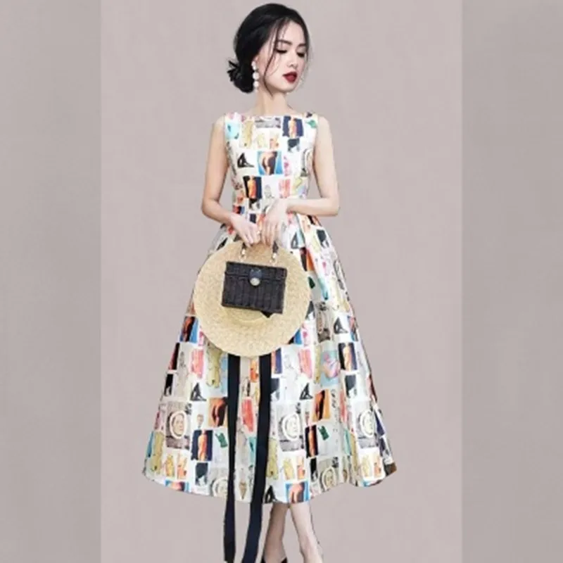 2024 Summer New Korean Version Hot Sale Printed Dresses Women's Elegant Sleeveless Vestidos Fashion Big Swing A-Line Dresses
2024 Summer New Korean Version Hot Sale Printed Dresses Women's Elegant Sleeveless Vestidos Fashion Big Swing A-Line Dresses