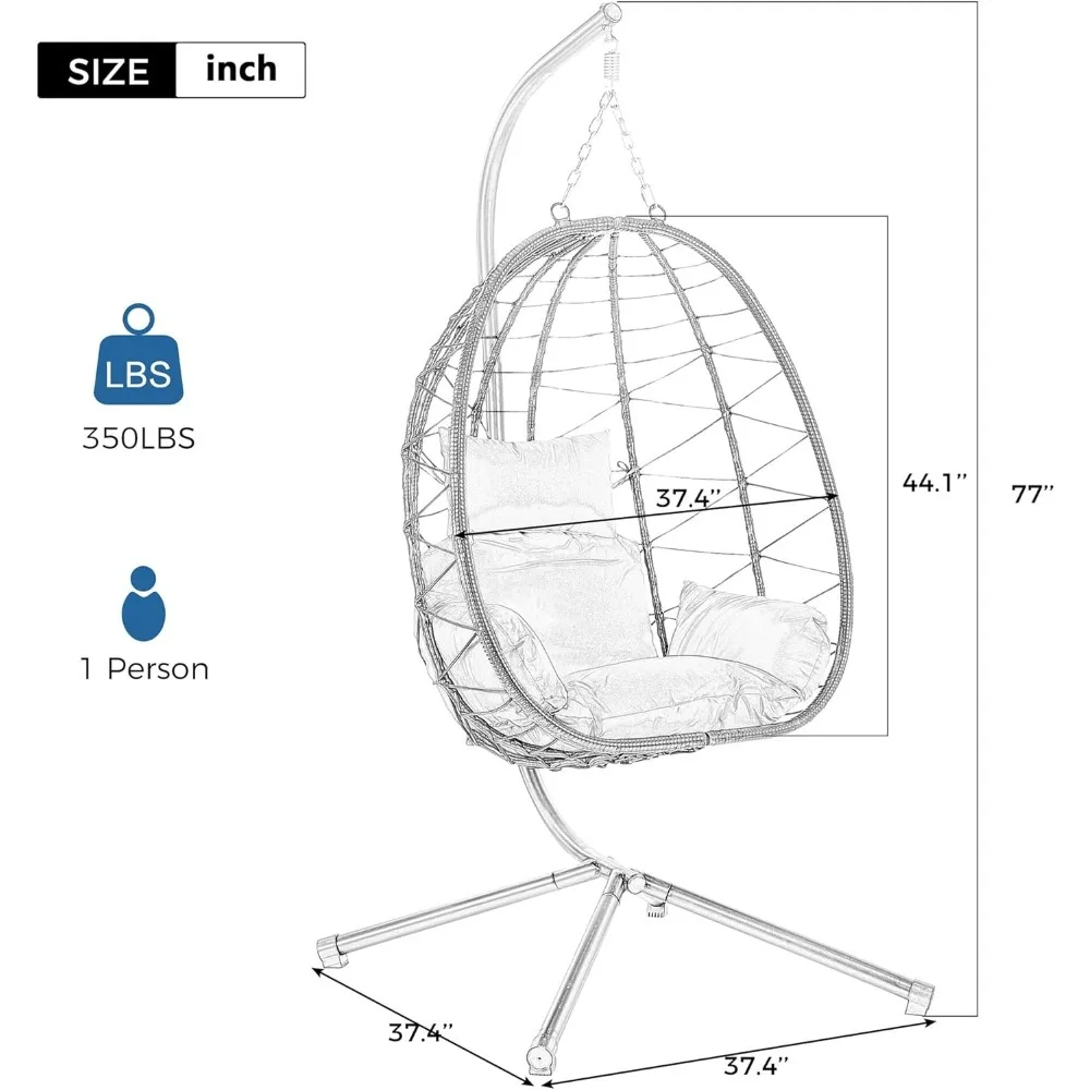 Wicker Hanging Egg Chair with Stand - Includes Washable Cushions, 350lb Capacity
Wicker Hanging Egg Chair with Stand - Includes Washable Cushions, 350lb Capacity