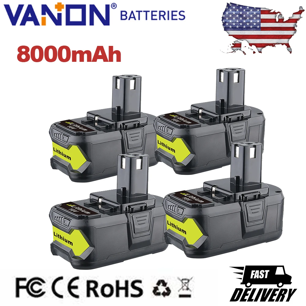 VANON 1/2/4Pcs 8.0Ah P108 Replace for Ryobi 18V Cordless Tool Suit for 18Volt P109 P102 P104 P105High Capacity Li-on Battery pin
VANON 1/2/4Pcs 8.0Ah P108 Replace for Ryobi 18V Cordless Tool Suit for 18Volt P109 P102 P104 P105High Capacity Li-on Battery pin