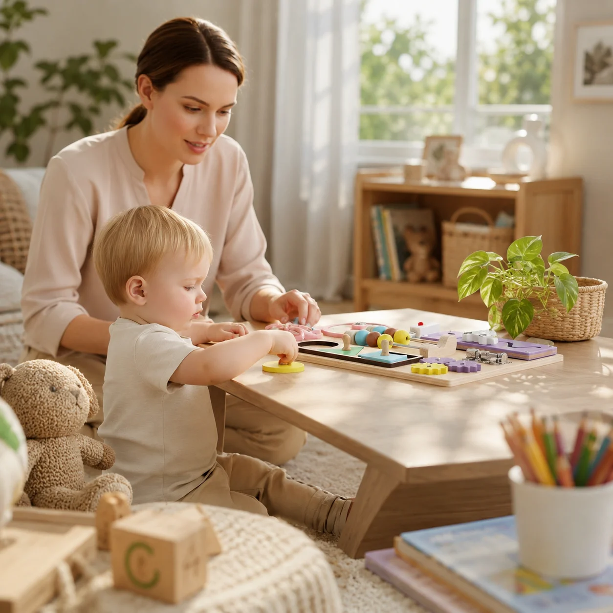 Educational Busy Board Shape Sorting Wooden Busy Board Rainbow Wall Panel Safe Edges Learning Toy Colorful Design for Babies
Educational Busy Board Shape Sorting Wooden Busy Board Rainbow Wall Panel Safe Edges Learning Toy Colorful Design for Babies