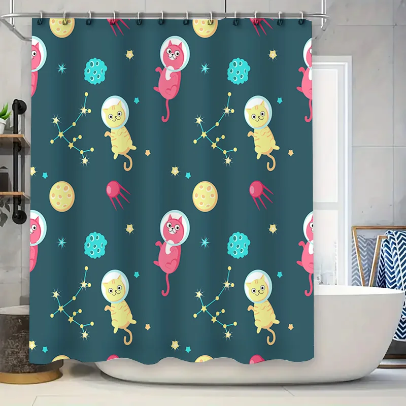 Занавеска для душа с космическими кошками и дизайном созвездия для декора ванной комнаты, синяя, желтая, розовая, с рисунком галактики, тканевый принт, домашний декор
Занавеска для душа с космическими кошками и дизайном созвездия для декора ванной комнаты, синяя, желтая, розовая, с рисунком галактики, тканевый принт, домашний декор