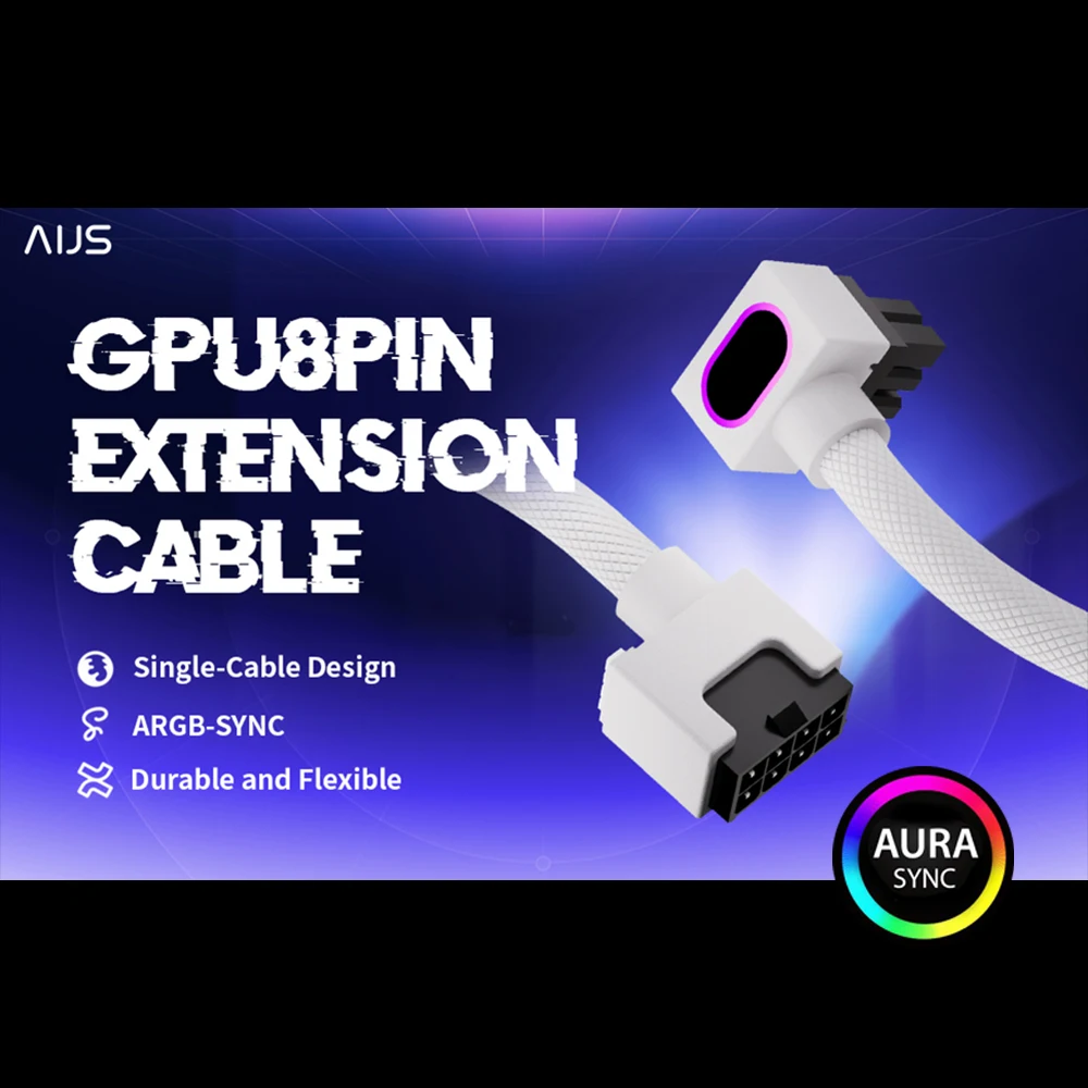 AIJS GPU 8PIN Extension Cable, Graphics Card Extension Cable ARGB with 5V 3Pin,18AWG 90° Right-Angle Design,Male-to-Female Cable
AIJS GPU 8PIN Extension Cable, Graphics Card Extension Cable ARGB with 5V 3Pin,18AWG 90° Right-Angle Design,Male-to-Female Cable