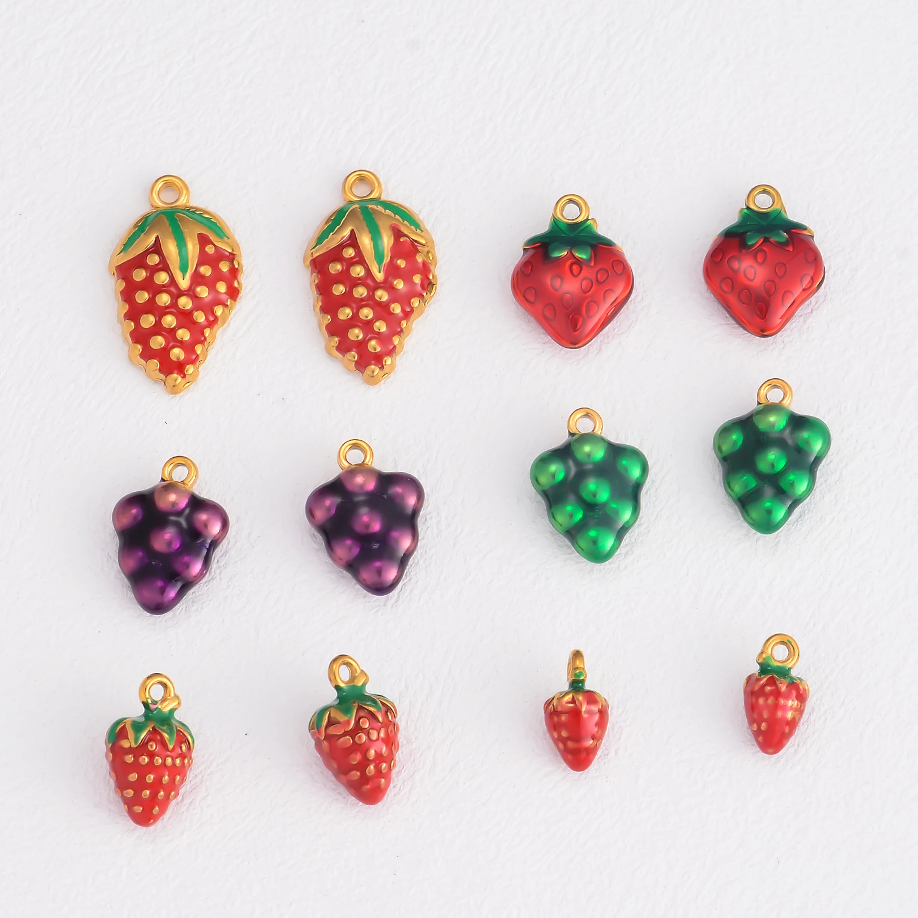 3Pcs Enamel Mini Stainless Steel Fruit Strawberry Grape Charms Pendant for DIY Jewelry Making Handmade Craft Accessories
3Pcs Enamel Mini Stainless Steel Fruit Strawberry Grape Charms Pendant for DIY Jewelry Making Handmade Craft Accessories