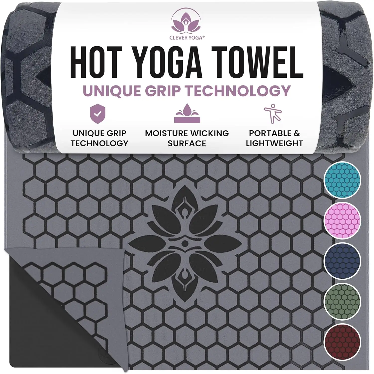 Non-Slip Hot Yoga Mat Towel - Sweat Absorbent, Honeycomb Grip, Stays Flat for Pilates & Travel, Washable Gray
Non-Slip Hot Yoga Mat Towel - Sweat Absorbent, Honeycomb Grip, Stays Flat for Pilates & Travel, Washable Gray