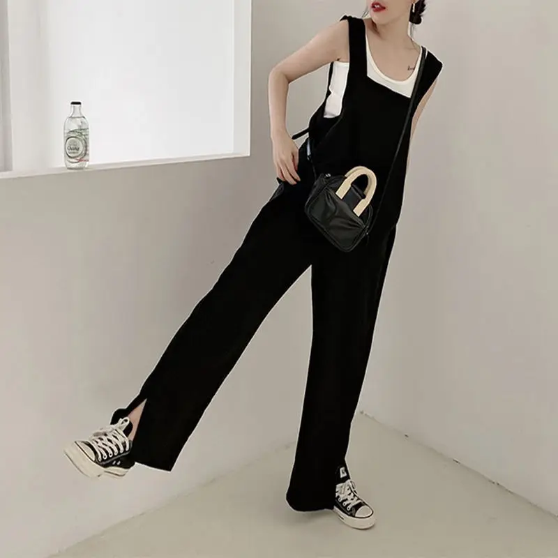 Sets Women Loose Leisure Solid All-match 2 Pieces O-neck Tank Front-slit Strap Jumpsuits Female Streetwear Korean Style Simple
Sets Women Loose Leisure Solid All-match 2 Pieces O-neck Tank Front-slit Strap Jumpsuits Female Streetwear Korean Style Simple