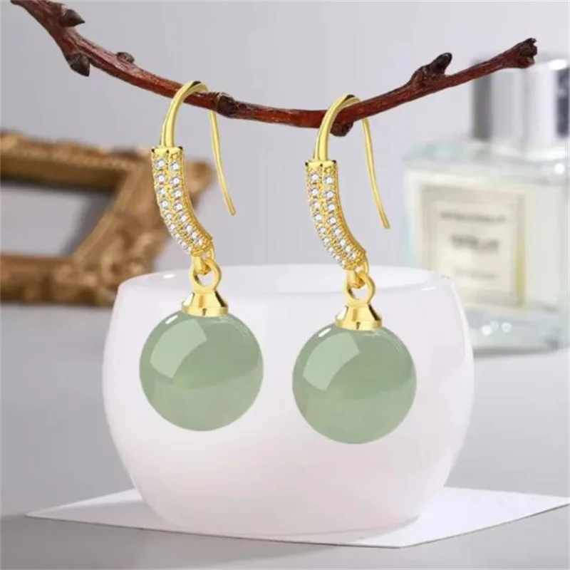 SOMILIA Retro Palace Green Hotan Jade Earrings For Women 12mm Natural Stone 18k Gold 925 Pure Silver Stud Women's Jewelry C82281
SOMILIA Retro Palace Green Hotan Jade Earrings For Women 12mm Natural Stone 18k Gold 925 Pure Silver Stud Women's Jewelry C82281