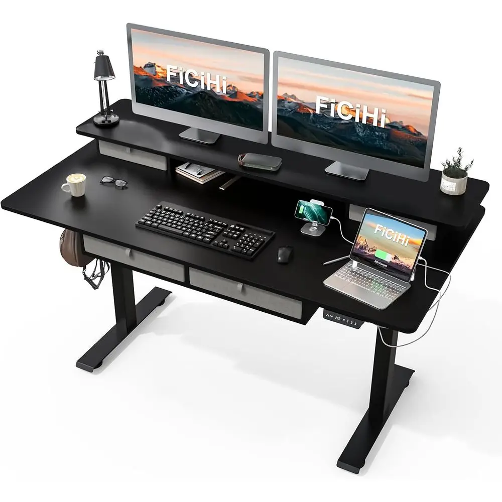 Electric Height-Adjustable Desk, 63x30, 4 Legs, Dual-Tier, 3 Memory Settings, USB Charging Port
Electric Height-Adjustable Desk, 63x30, 4 Legs, Dual-Tier, 3 Memory Settings, USB Charging Port