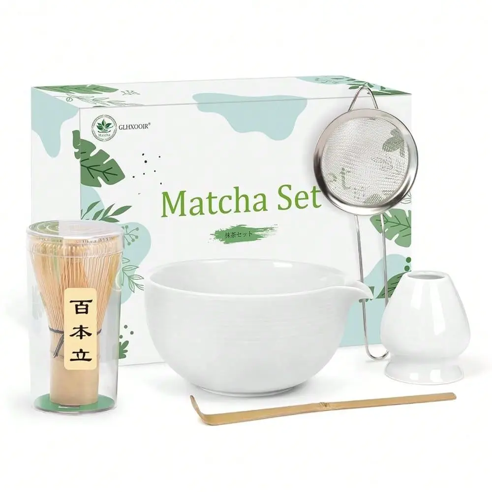 Kit Set Matcha Bowl With Spout, Whisk, Scoop Sifter, 5Piece Japanese Tea Set
Kit Set Matcha Bowl With Spout, Whisk, Scoop Sifter, 5Piece Japanese Tea Set