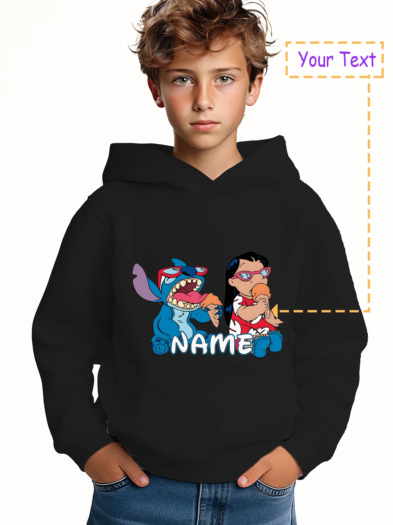 MINISO Stitch Lilo eating an ice cream cone hoodie - Stitch Lilo eating an ice cream cone, custom made with "NAME". This Disney-
MINISO Stitch Lilo eating an ice cream cone hoodie - Stitch Lilo eating an ice cream cone, custom made with "NAME". This Disney-