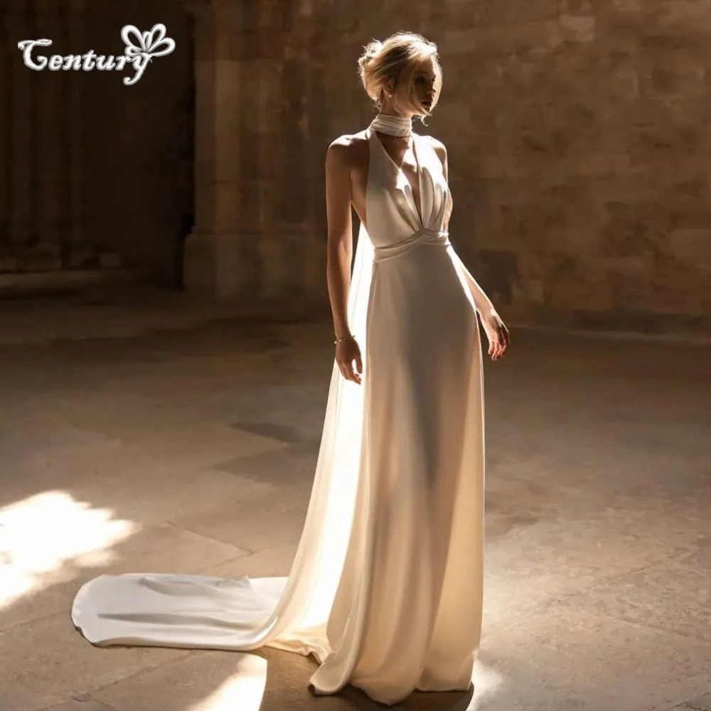 Backless Sexy Wedding Dress Mermaid Halter Neck Silk Simple Wedding Gowns Beach Bride Dresses vestidos de novia 2025 Customized
Backless Sexy Wedding Dress Mermaid Halter Neck Silk Simple Wedding Gowns Beach Bride Dresses vestidos de novia 2025 Customized