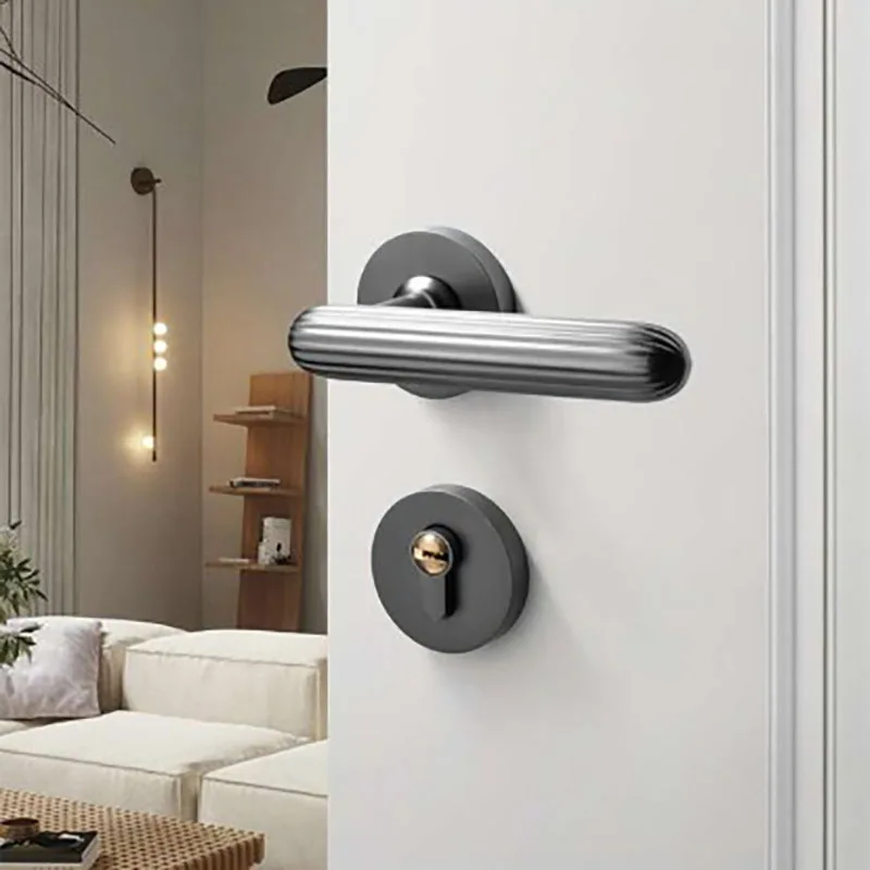Indoor bedroom Nordic black split door lock cylindrical line design simple room door lock quiet solid wood door lock
Indoor bedroom Nordic black split door lock cylindrical line design simple room door lock quiet solid wood door lock