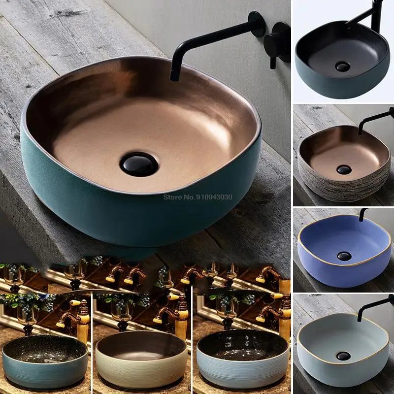 Art Countertop Basin Color Basin European-style Ceramic Washbasin Metal Glaze Bathroom Countertop Washbasin 
Art Countertop Basin Color Basin European-style Ceramic Washbasin Metal Glaze Bathroom Countertop Washbasin
