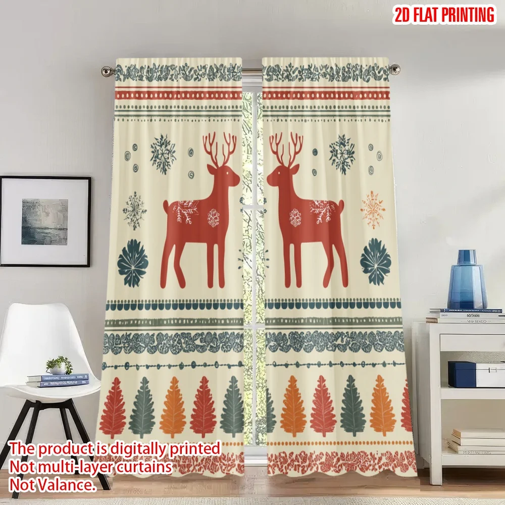 2pcs 2D flat printing Christmas Curtains Christmas Reindeer Snowflakes Trees Digital Printed Polyester Drapes Birthday Party Use
2pcs 2D flat printing Christmas Curtains Christmas Reindeer Snowflakes Trees Digital Printed Polyester Drapes Birthday Party Use