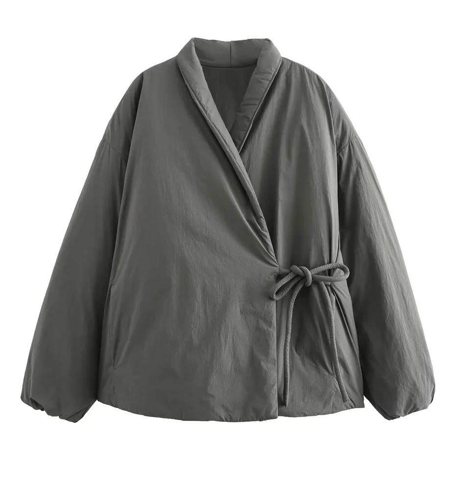 early autumn new women's clothing simple design white duck down jacket short loose lace-up jacket
early autumn new women's clothing simple design white duck down jacket short loose lace-up jacket