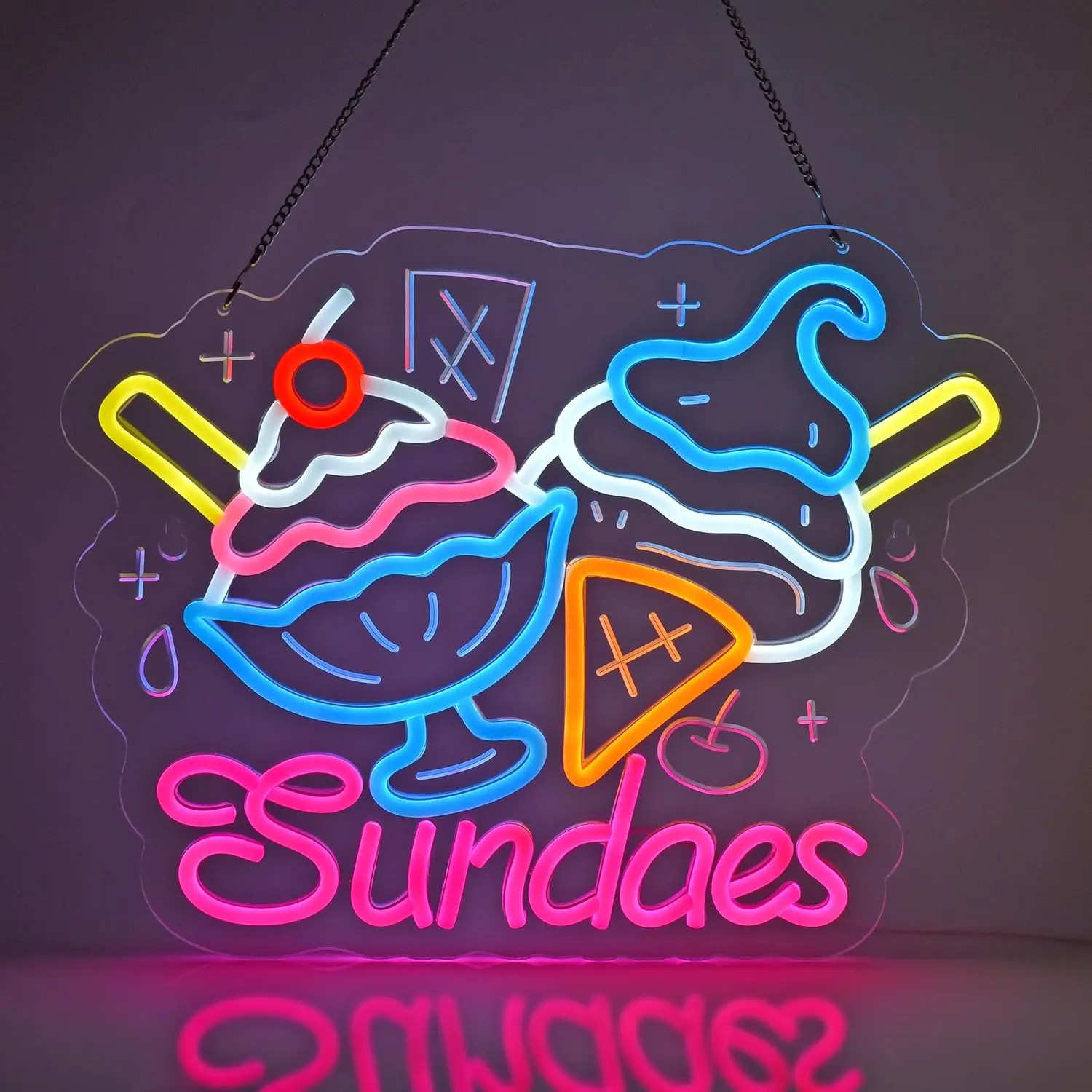Sundaes Neon Sign Ice Cream Dessert Shop Cafe Yogurt Store For Wall Decor USB Powered Bright Dimmable Light Up Sign Summer Decor
Sundaes Neon Sign Ice Cream Dessert Shop Cafe Yogurt Store For Wall Decor USB Powered Bright Dimmable Light Up Sign Summer Decor