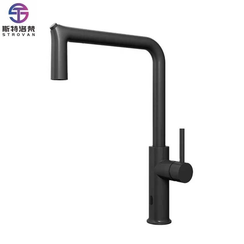 Contemporary Single Handle Kitchen Faucet Hot Cold Water Deck Mounted Stainless Steel Matt Black Button Spray Ceramic Valve Core
Contemporary Single Handle Kitchen Faucet Hot Cold Water Deck Mounted Stainless Steel Matt Black Button Spray Ceramic Valve Core