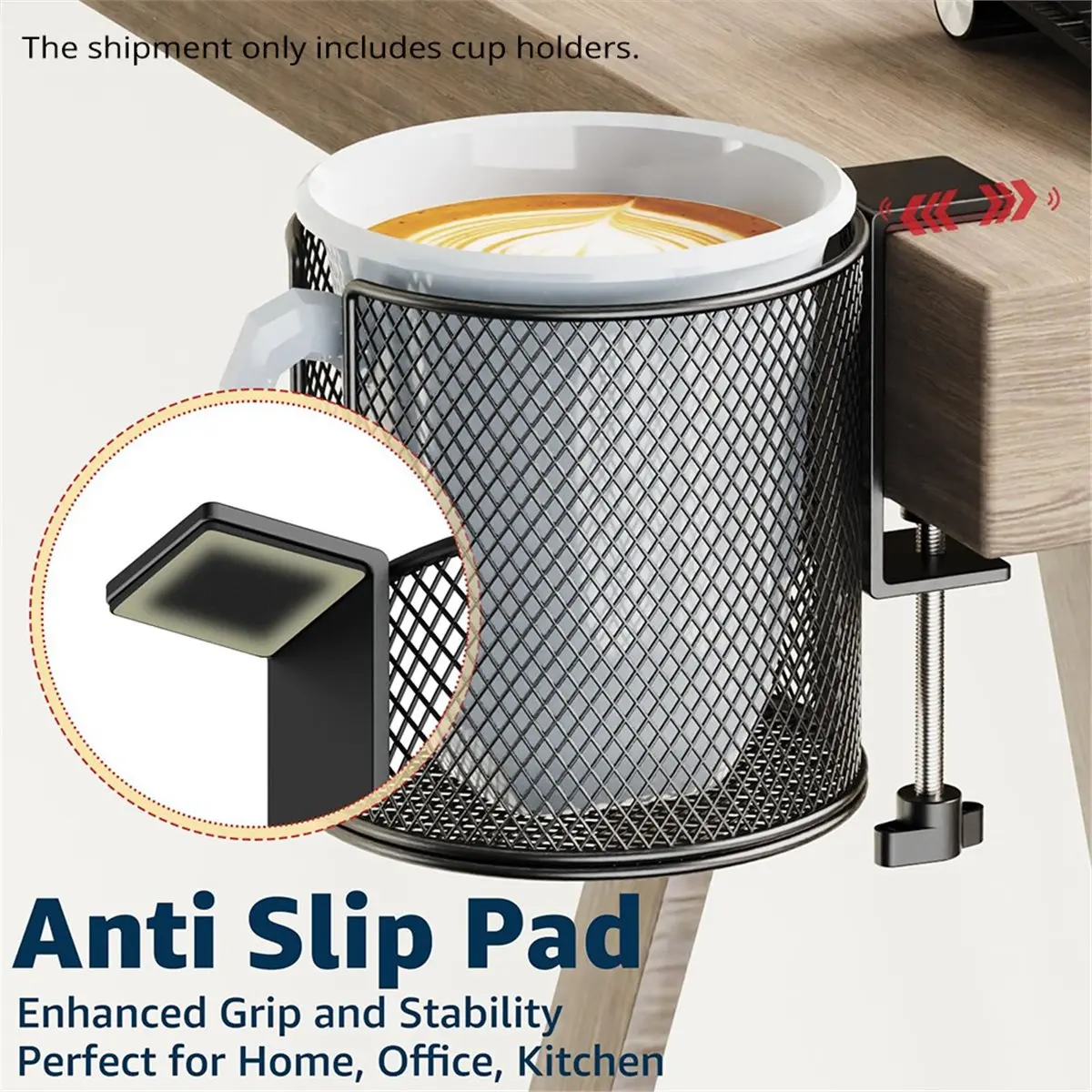 (LBER) Desk Cup Holder with Anti-Spill Design, Clip-on Table Accessory for Office and Gaming, Holds Various Cup Sizes
(LBER) Desk Cup Holder with Anti-Spill Design, Clip-on Table Accessory for Office and Gaming, Holds Various Cup Sizes