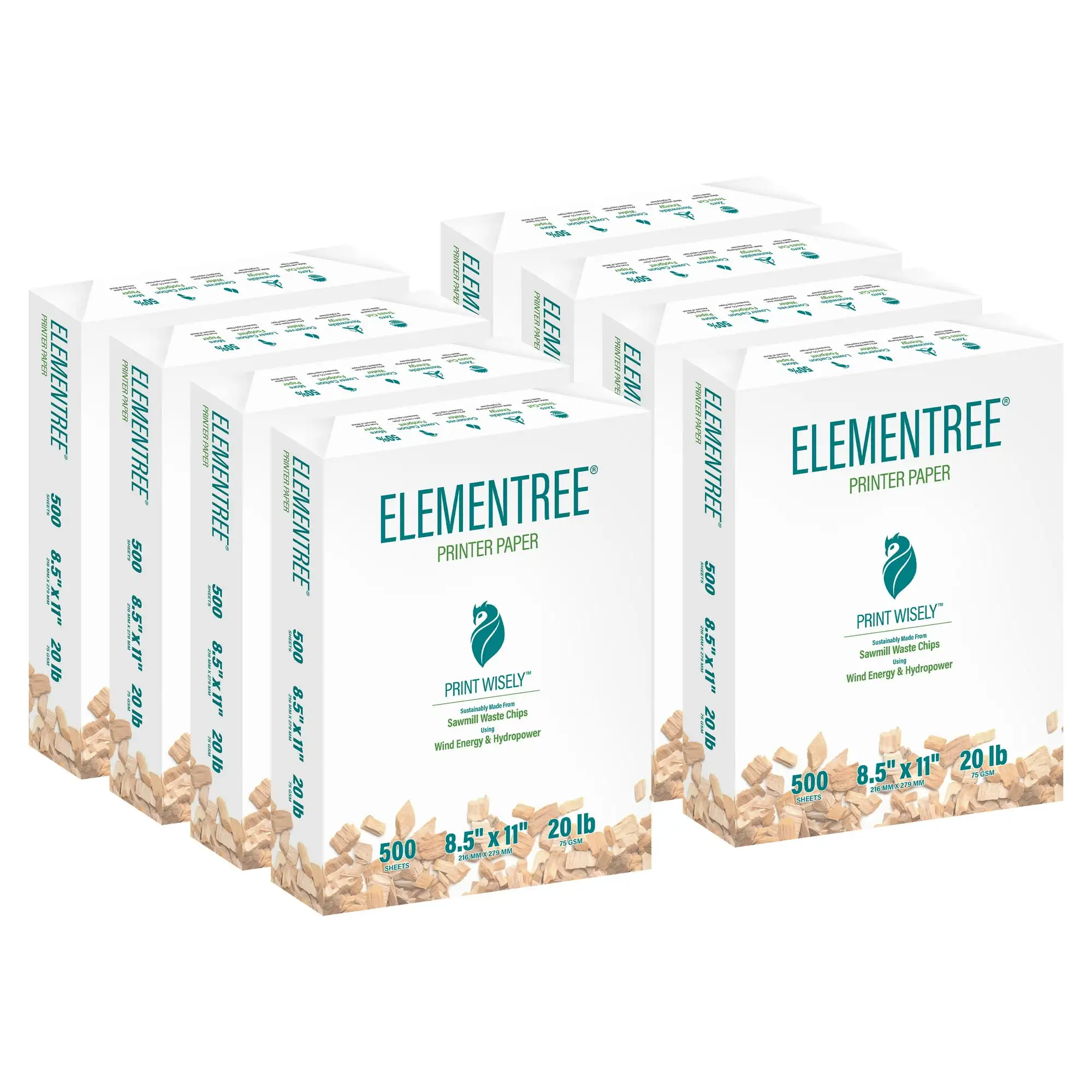 Elementree Sustainable Multipurpose Paper, 20 lb., 8.5" x 11", White, 4000 Sheets 
Elementree Sustainable Multipurpose Paper, 20 lb., 8.5" x 11", White, 4000 Sheets