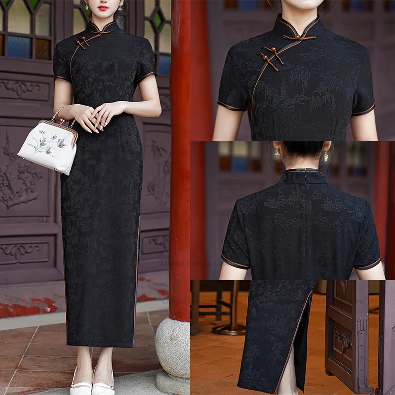 Сексуальное черное женское платье Cheongsam, элегантное Ципао, свободное китайское традиционное платье, жаккардовое длинное вечернее платье, большие размеры 3Xl 4X
Сексуальное черное женское платье Cheongsam, элегантное Ципао, свободное китайское традиционное платье, жаккардовое длинное вечернее платье, большие размеры 3Xl 4X