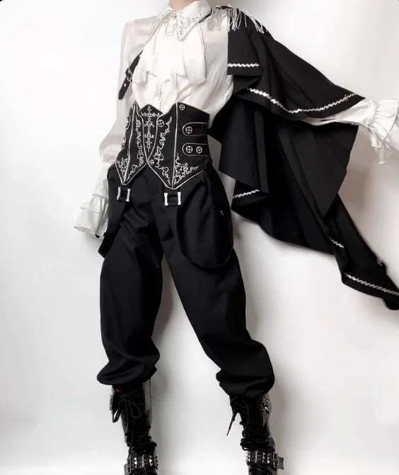 Gothic Lolita Prince Outfit Retro Slim Knight Long Sleeve Shirt Corset Waist Wide Leg Pant Y2K Dark Set Autumn Winter Cosplay
Gothic Lolita Prince Outfit Retro Slim Knight Long Sleeve Shirt Corset Waist Wide Leg Pant Y2K Dark Set Autumn Winter Cosplay