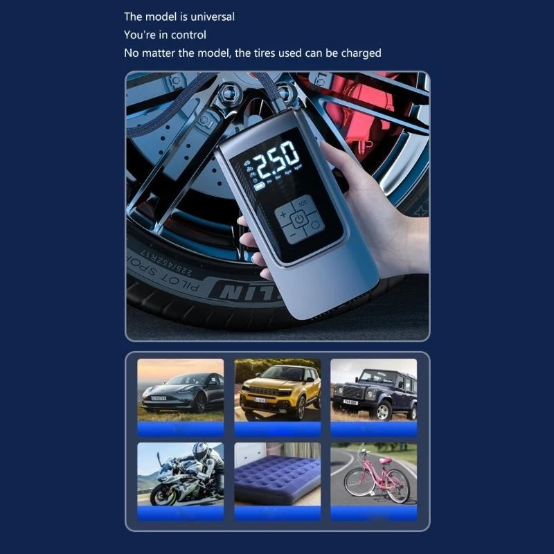 Воздушный компрессор 7,4/12 В, беспроводной надувной портативный воздушный насос для накачивания шин, беспроводной воздушный автомобиль, велосипед и мотоцикл 150PSI
Воздушный компрессор 7,4/12 В, беспроводной надувной портативный воздушный насос для накачивания шин, беспроводной воздушный автомобиль, велосипед и мотоцикл 150PSI