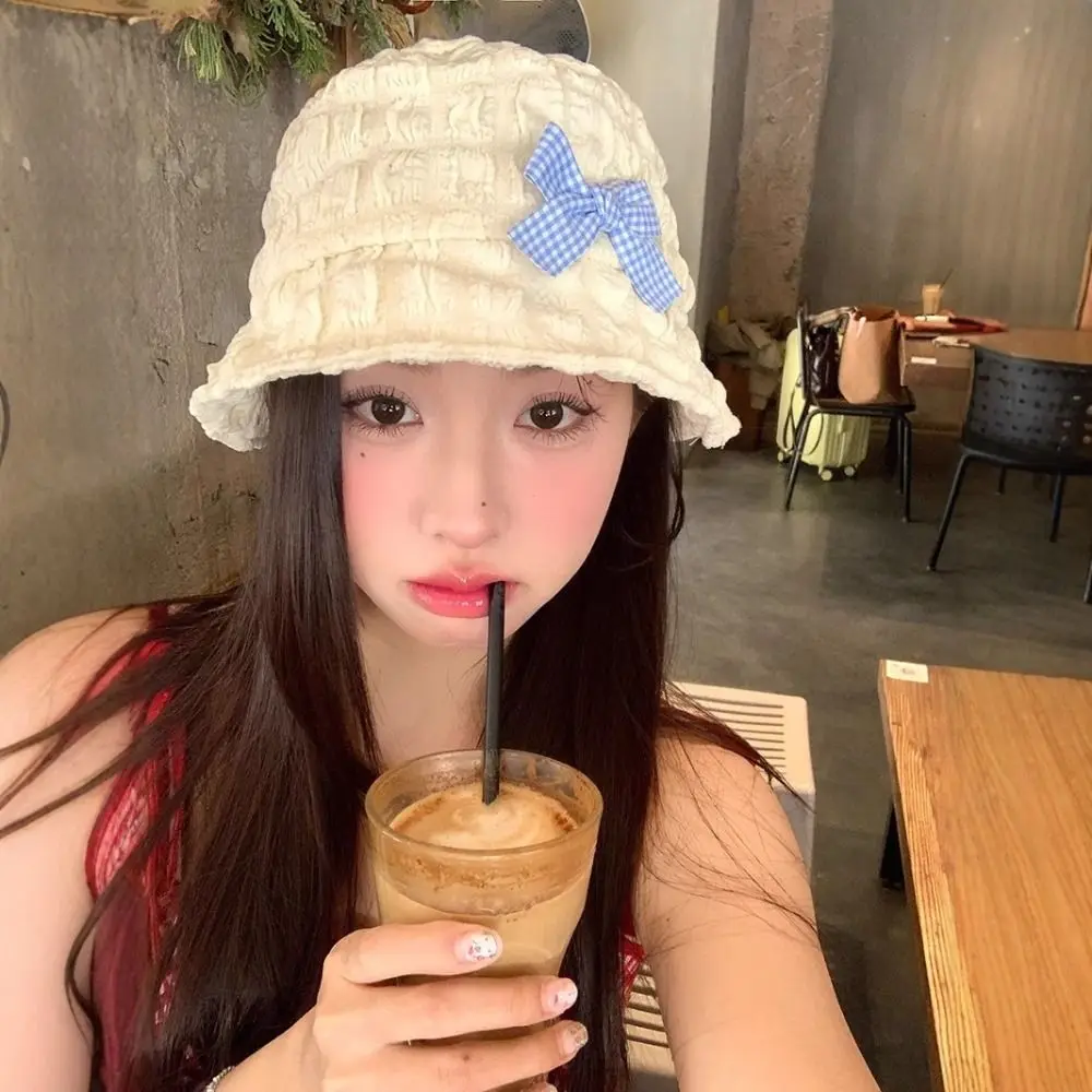 Korean Bow Bucket Caps Lightweight Stylish Seersucker Caps Sweet Casual Sunscreen Hat Girls
Korean Bow Bucket Caps Lightweight Stylish Seersucker Caps Sweet Casual Sunscreen Hat Girls