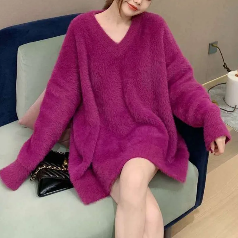 Women Fall/Winter 2023 New Sweater Knitted Pullover Coat Loose Slim Slouch Plus-size Mink Down Pure Color All-match
Women Fall/Winter 2023 New Sweater Knitted Pullover Coat Loose Slim Slouch Plus-size Mink Down Pure Color All-match