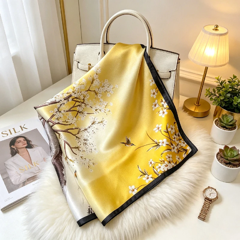 Xia Xin Light and Thin Printed Silk Square Scarf Silk Scarf French Retro Big Tree Yellow High-end Versatile Scarf Scarf
Xia Xin Light and Thin Printed Silk Square Scarf Silk Scarf French Retro Big Tree Yellow High-end Versatile Scarf Scarf