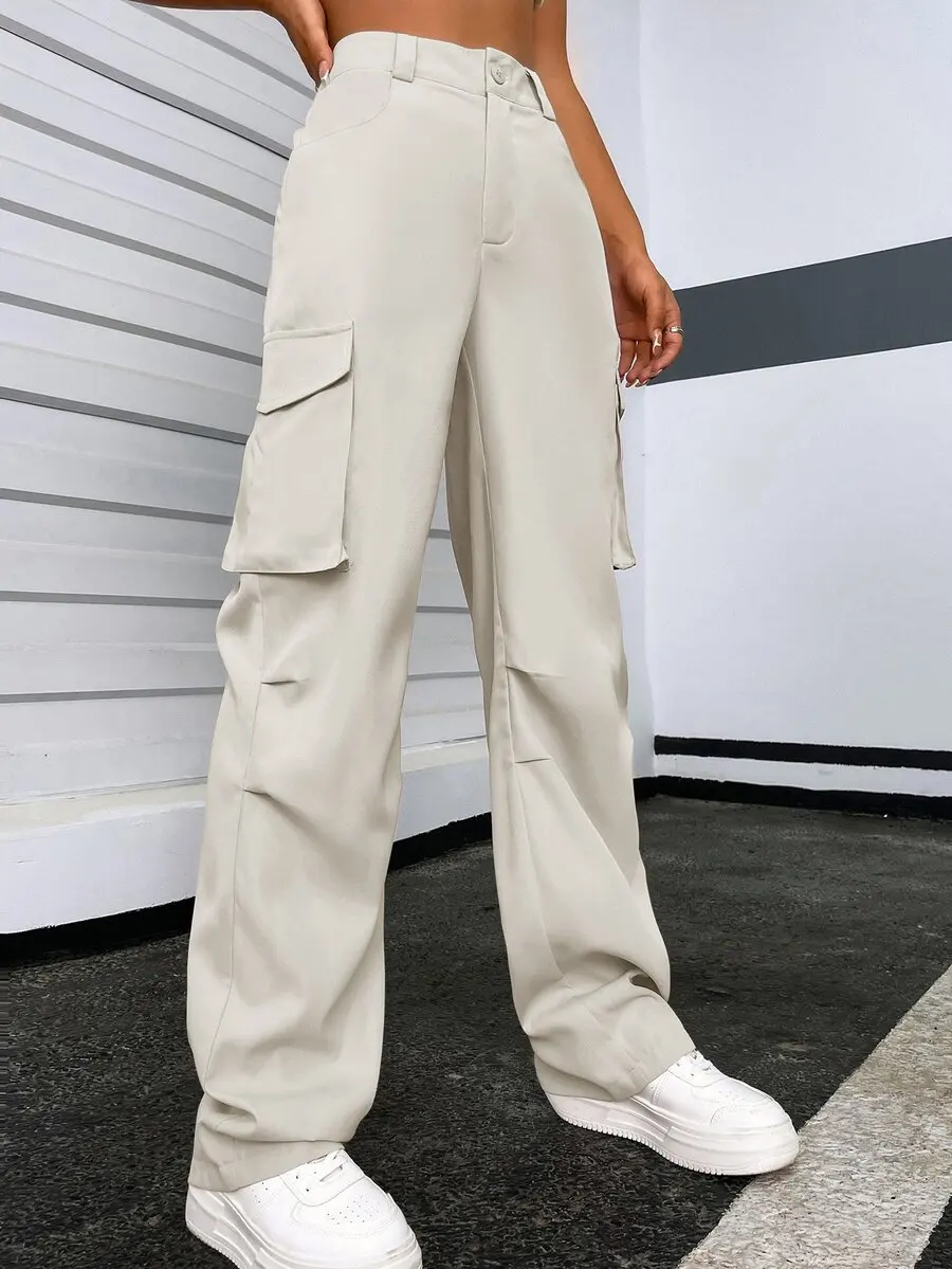 Womens Wide Leg Cargo Pants With Large Pockets Casual Streetwear Trousers
Womens Wide Leg Cargo Pants With Large Pockets Casual Streetwear Trousers