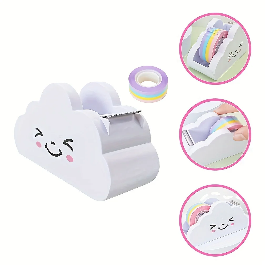 Desktop Cloud Design Tape Dispenser Cutter with Rainbow Tape Roll, Practical Stationery for Home Office & School Desk
Desktop Cloud Design Tape Dispenser Cutter with Rainbow Tape Roll, Practical Stationery for Home Office & School Desk