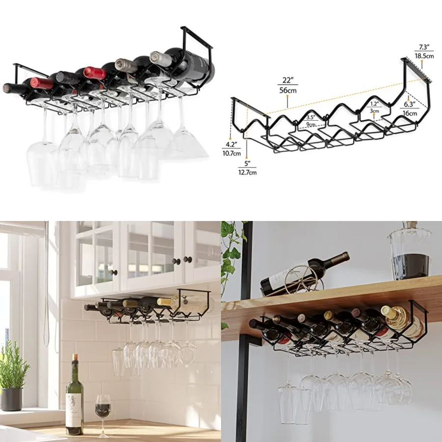 Piccola Under Cabinet Wine Rack Glasses Holder, Kitchen Organization with 6 Bottle Organizer Metal Black
Piccola Under Cabinet Wine Rack Glasses Holder, Kitchen Organization with 6 Bottle Organizer Metal Black