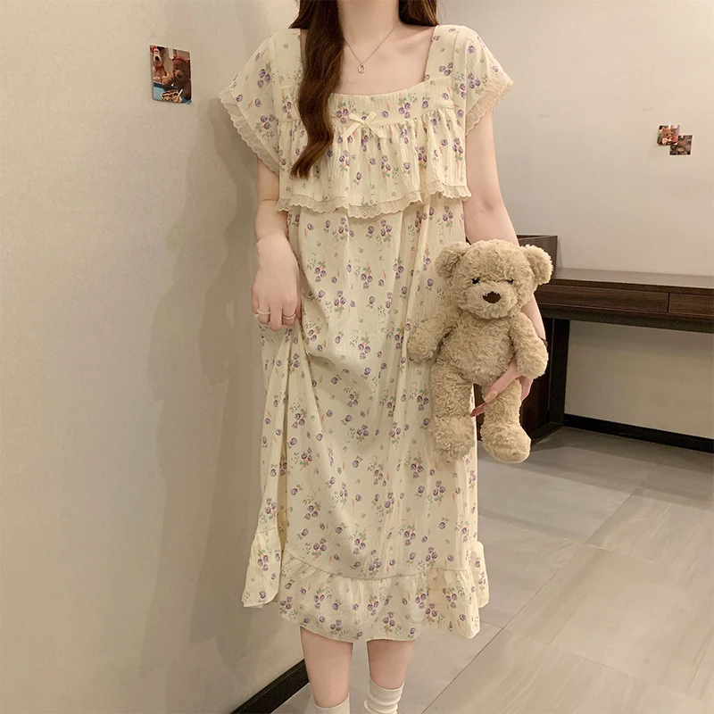 Nightdress Women's Summer Sweet Girl 2026 New Pajamas Loose Summer Women's Cute Mid-length Skirt Pajama Skirt
Nightdress Women's Summer Sweet Girl 2026 New Pajamas Loose Summer Women's Cute Mid-length Skirt Pajama Skirt