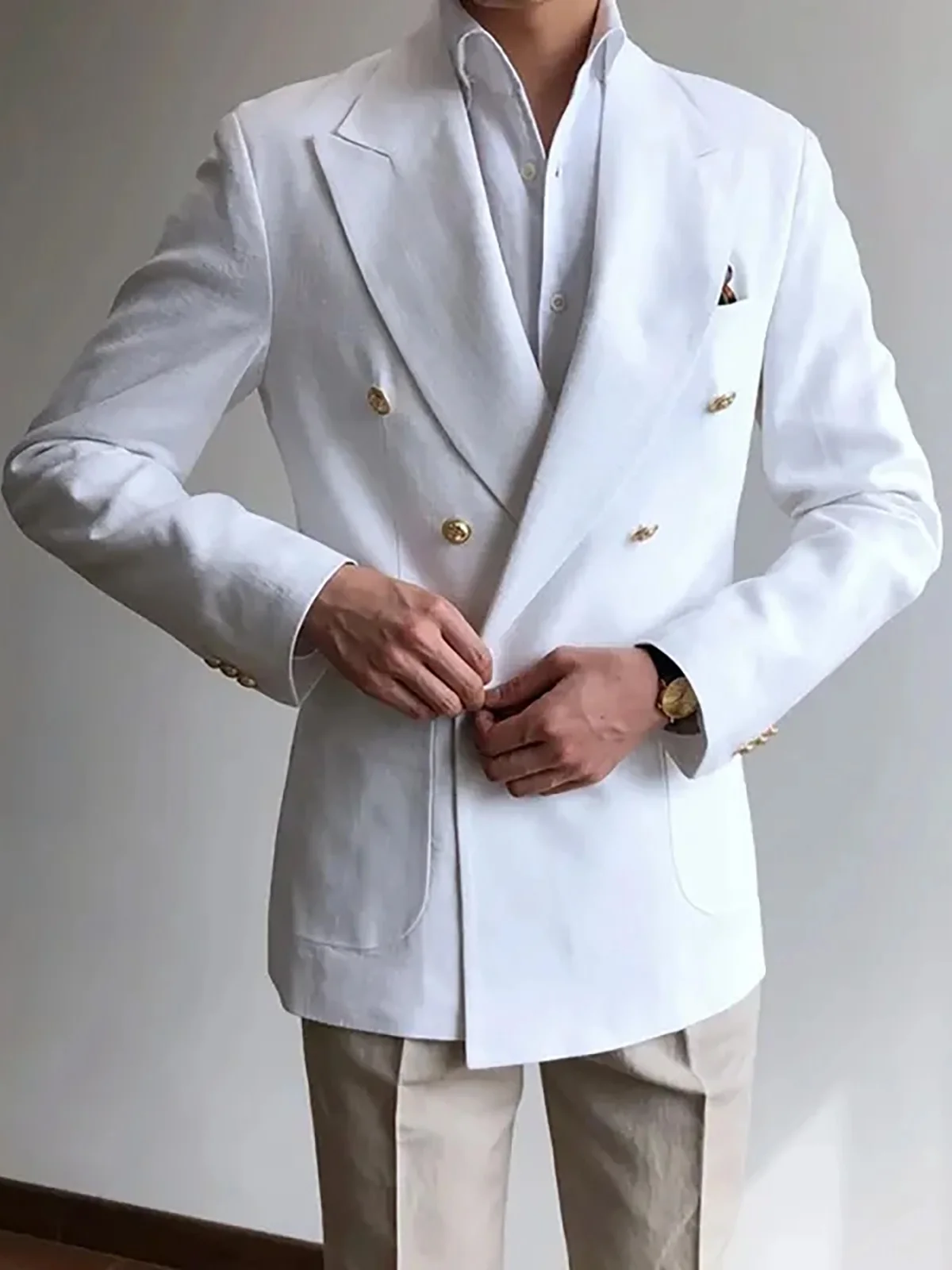 White Casual Peaked Lapel Suits for Men Slim Fit Double Breasted Solid Tuxedo Man Suit Trajes De Hombre Anzug Herren Men Suits
White Casual Peaked Lapel Suits for Men Slim Fit Double Breasted Solid Tuxedo Man Suit Trajes De Hombre Anzug Herren Men Suits