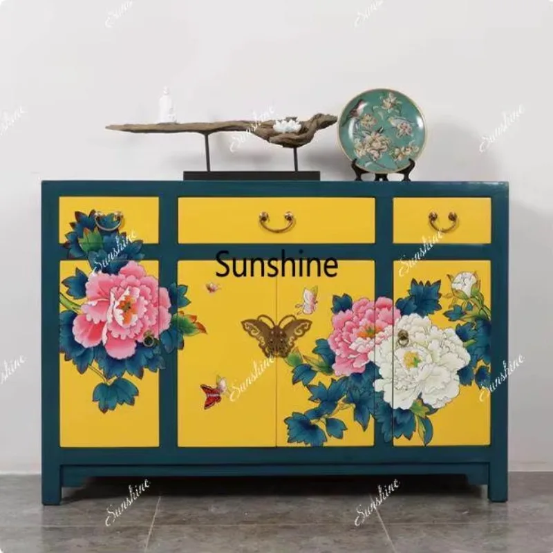 Living room antique peony shoe cabinet, solid wood porch storage partition decorative dining side cabinet
Living room antique peony shoe cabinet, solid wood porch storage partition decorative dining side cabinet