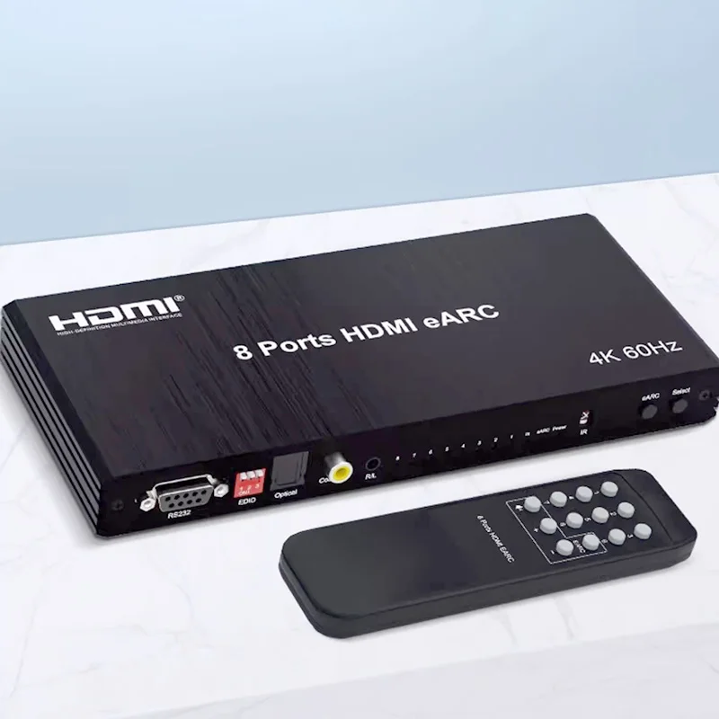 Аудиоэкстрактор HDMI ARC EARC 1x8, 1 вход 8 выходов, аудиоретур, коаксиальный и оптический разветвитель 3.5 мм, аналог 4K 60Гц HDMI-коммутатора 8x1
Аудиоэкстрактор HDMI ARC EARC 1x8, 1 вход 8 выходов, аудиоретур, коаксиальный и оптический разветвитель 3.5 мм, аналог 4K 60Гц HDMI-коммутатора 8x1