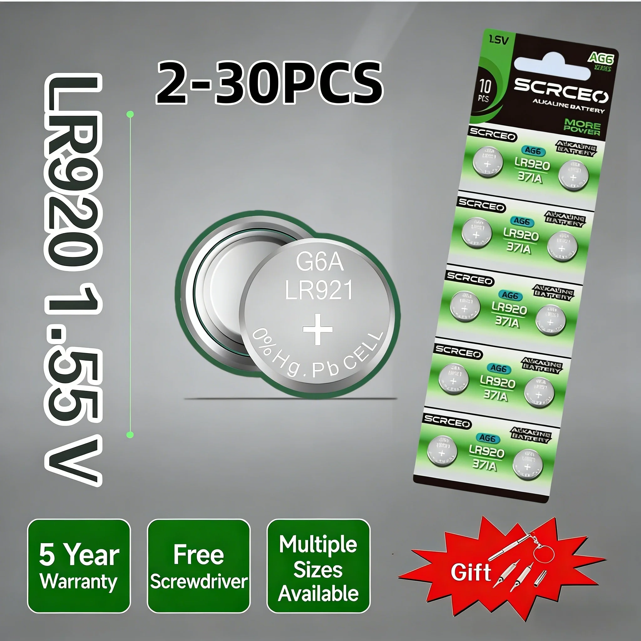 2-30PCS LR920 AG6 371 370 LR69 LR921 G6A SR920 Button Batteries For Watch Toys Remote SR920SW AG 6 Cell Coin Alkaline Battery
2-30PCS LR920 AG6 371 370 LR69 LR921 G6A SR920 Button Batteries For Watch Toys Remote SR920SW AG 6 Cell Coin Alkaline Battery