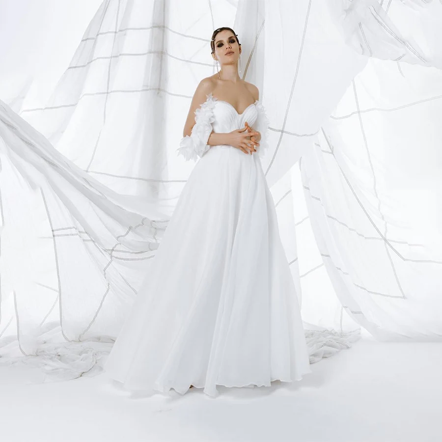 Customized Sweetheart Cap Sleeve With 3D Flowers Wedding Dress Backless Lace Up Floor Length Custom Made Prom Gowns
Customized Sweetheart Cap Sleeve With 3D Flowers Wedding Dress Backless Lace Up Floor Length Custom Made Prom Gowns