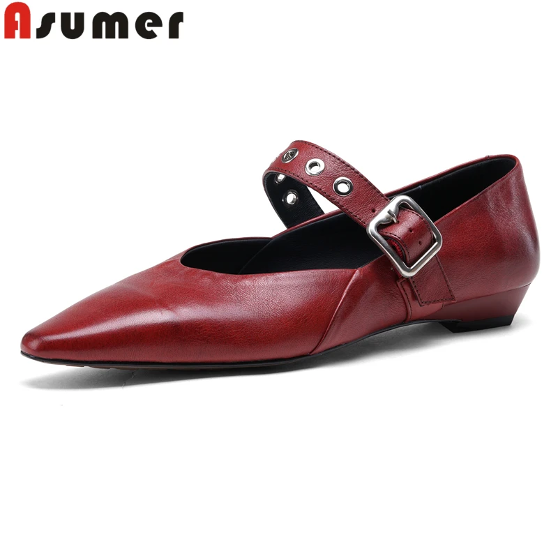 ASUMER Plus Size 34-42 Genuine Leather Shoes Woman Mary Janes Pointed Toe Fashion Low Heels Party Dress Shoes Single Footwear
ASUMER Plus Size 34-42 Genuine Leather Shoes Woman Mary Janes Pointed Toe Fashion Low Heels Party Dress Shoes Single Footwear