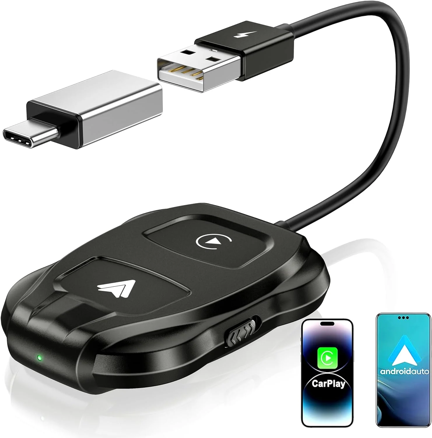 Wireless Carplay/Android Auto Adapter,2024 Upgrade 2 in 1 Plug & Play Converts Wired to Wireless to Android and Apple Devices
Wireless Carplay/Android Auto Adapter,2024 Upgrade 2 in 1 Plug & Play Converts Wired to Wireless to Android and Apple Devices