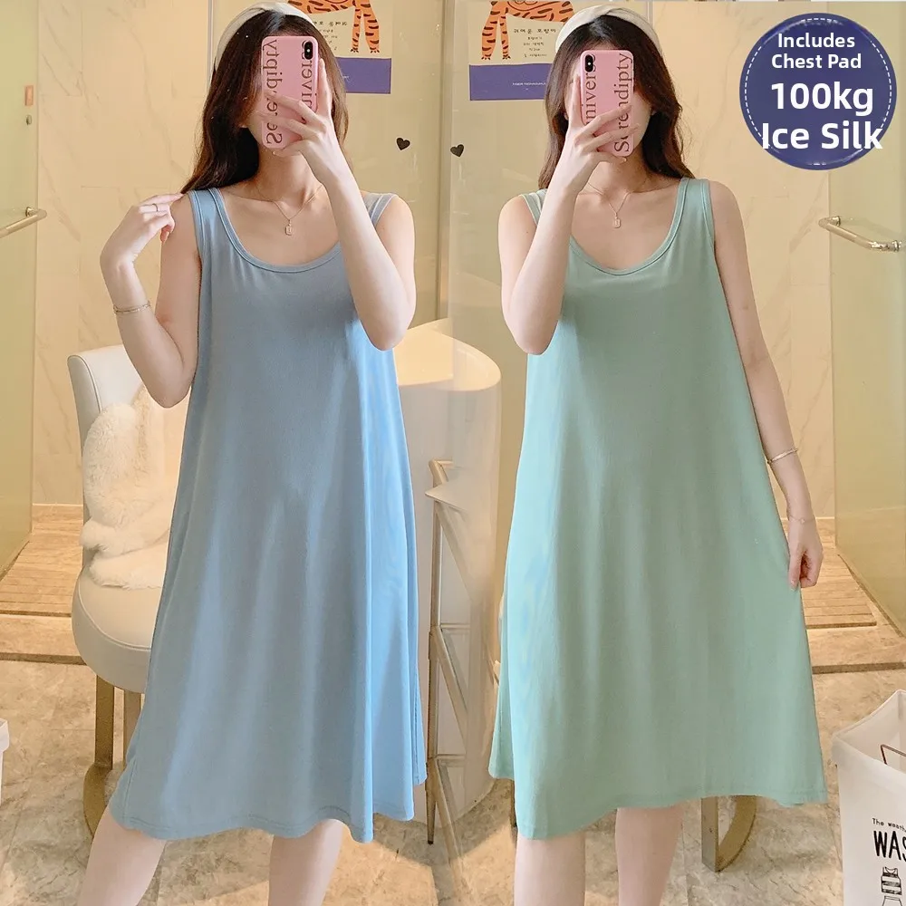 plus Size Summer Sleep Dress Women 200 Pounds Ice Silk with Chest Pad Loose Cool Feeling Vest Skirt Strap Sleepwear Casual Ho...
plus Size Summer Sleep Dress Women 200 Pounds Ice Silk with Chest Pad Loose Cool Feeling Vest Skirt Strap Sleepwear Casual Ho...