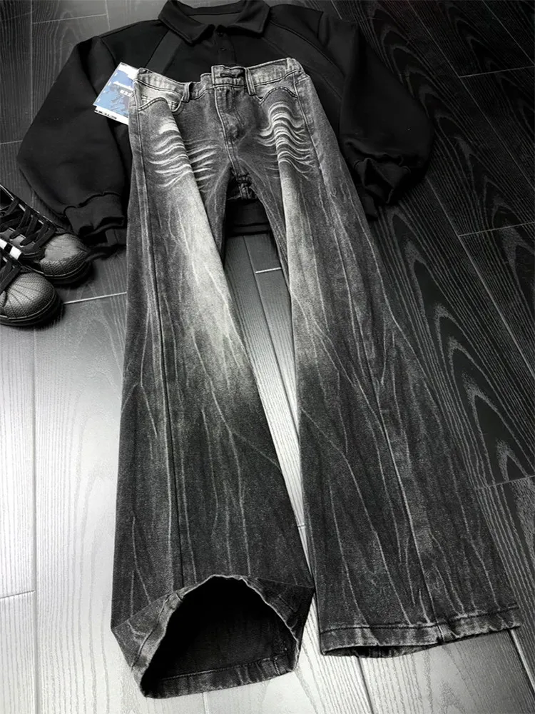 Black Washed American Style Men's Jeans Lightning Pattern Loose Straight Leg Long Pants Casual Wear for Teenagers
Black Washed American Style Men's Jeans Lightning Pattern Loose Straight Leg Long Pants Casual Wear for Teenagers