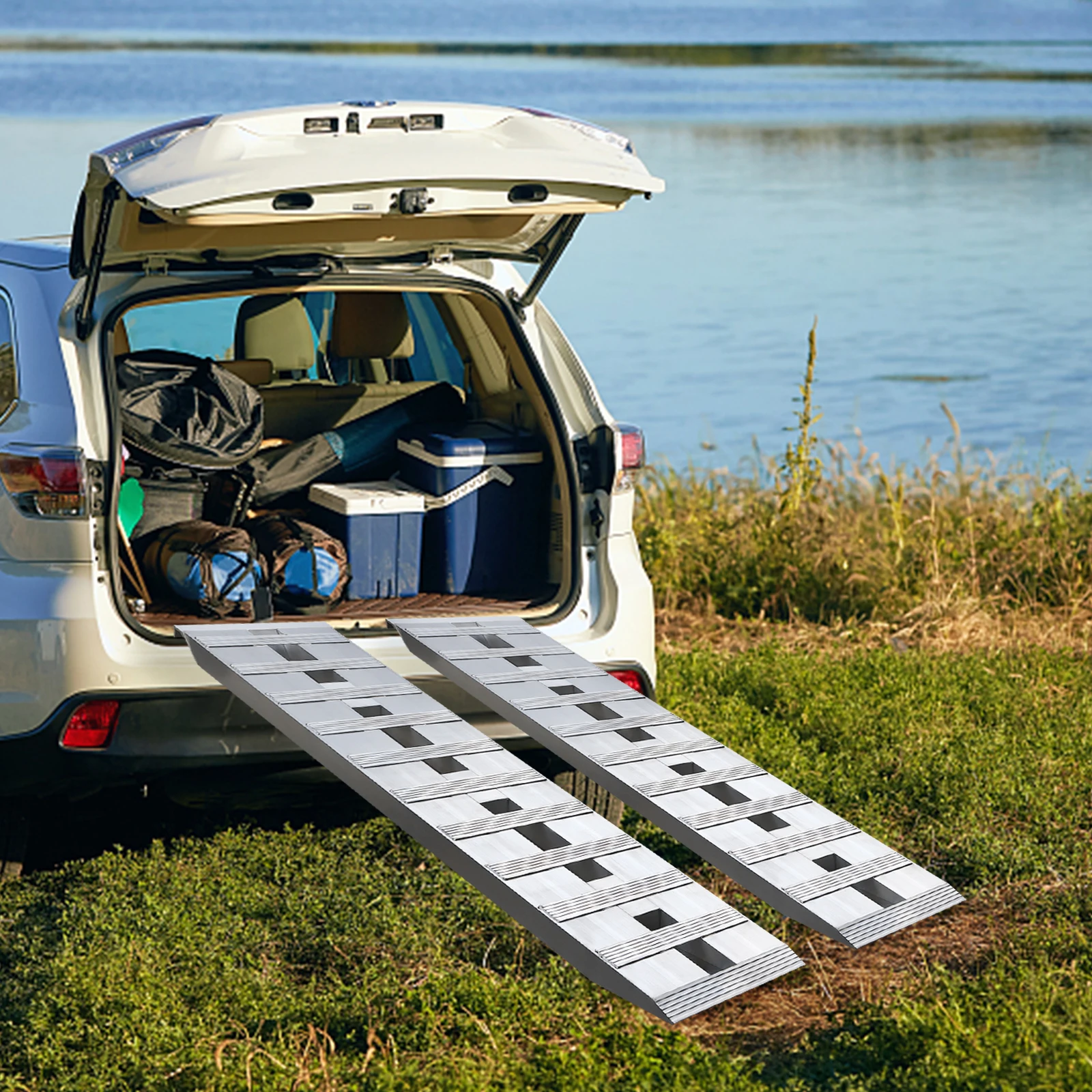2Pcs Car Ramps 6000lbs Load Aluminum Lightweight Loading Ramps Set for ATV Motorcycle Trailer Truck
2Pcs Car Ramps 6000lbs Load Aluminum Lightweight Loading Ramps Set for ATV Motorcycle Trailer Truck