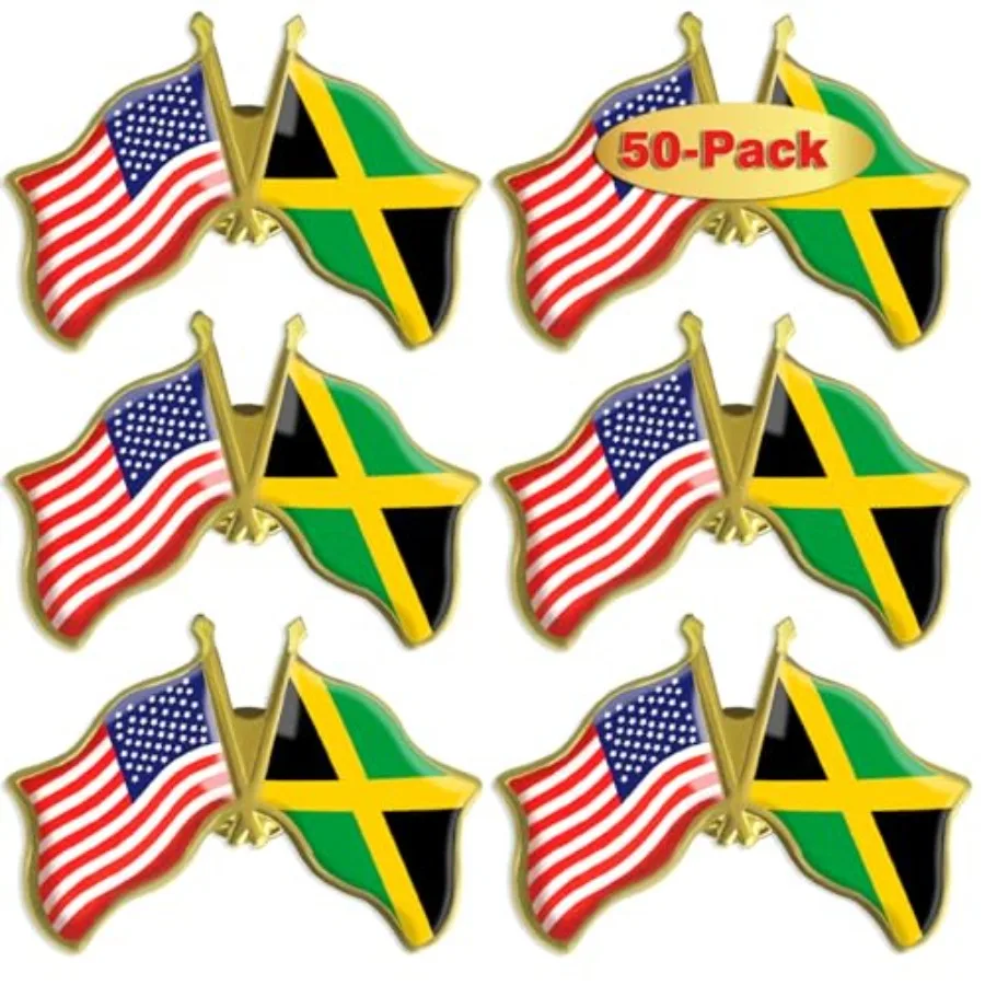 6/12/50/100 Pack-American Jamaica Jamaican Friendship Flag Pins Bulk -1.5"
6/12/50/100 Pack-American Jamaica Jamaican Friendship Flag Pins Bulk -1.5"