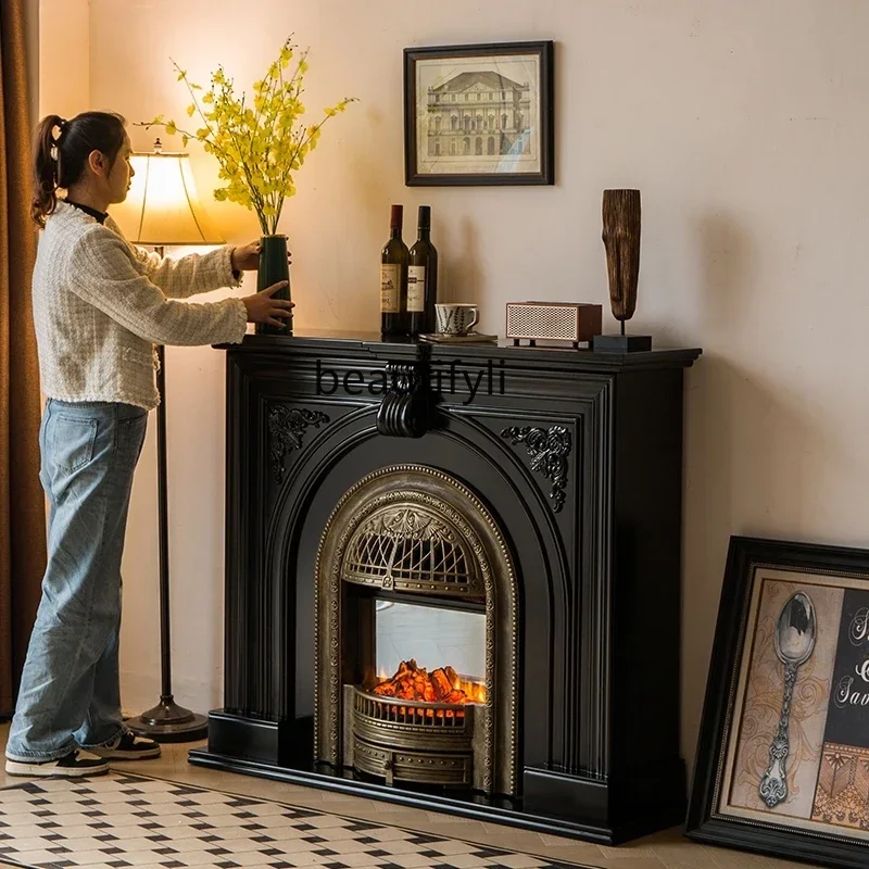 French Solid Wood Fireplace Mantel Modern Minimalist Entrance Cabinet Living Room Simulation Flame Fireplace Curio Cabinet
French Solid Wood Fireplace Mantel Modern Minimalist Entrance Cabinet Living Room Simulation Flame Fireplace Curio Cabinet