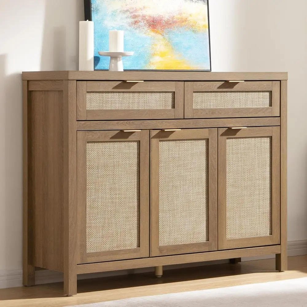 Rattan Sideboard Buet Cabinet with Storage, Boho Crza Accent Cabinet with 3 Doand 2 Ders, armhouse ole Coee Bar or Kitchen, Livi
Rattan Sideboard Buet Cabinet with Storage, Boho Crza Accent Cabinet with 3 Doand 2 Ders, armhouse ole Coee Bar or Kitchen, Livi