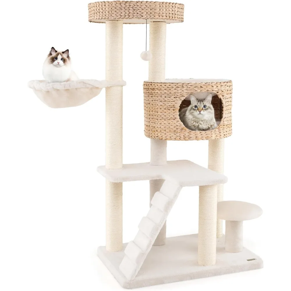 LUCK PETSITE 50-inch Cattail Multi-Level Cat Tower, Sisal Scratching Posts, Cat Condo, Basket, Ladder, Top Perch With Removabl
LUCK PETSITE 50-inch Cattail Multi-Level Cat Tower, Sisal Scratching Posts, Cat Condo, Basket, Ladder, Top Perch With Removabl