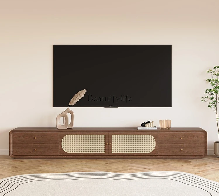 Rattan Solid Wood TV Cabinet Chinese Ancient Style Floor Walnut Color Modern Minimalist Floor Cabinet
Rattan Solid Wood TV Cabinet Chinese Ancient Style Floor Walnut Color Modern Minimalist Floor Cabinet