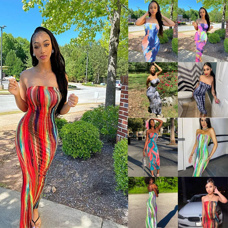 Plus Size Women's Spring/Summer Colorful Tie-Dye Off-Shoulder Crop Top Dress Colorful Striped Bette Dress Slim Fit Party Club
Plus Size Women's Spring/Summer Colorful Tie-Dye Off-Shoulder Crop Top Dress Colorful Striped Bette Dress Slim Fit Party Club