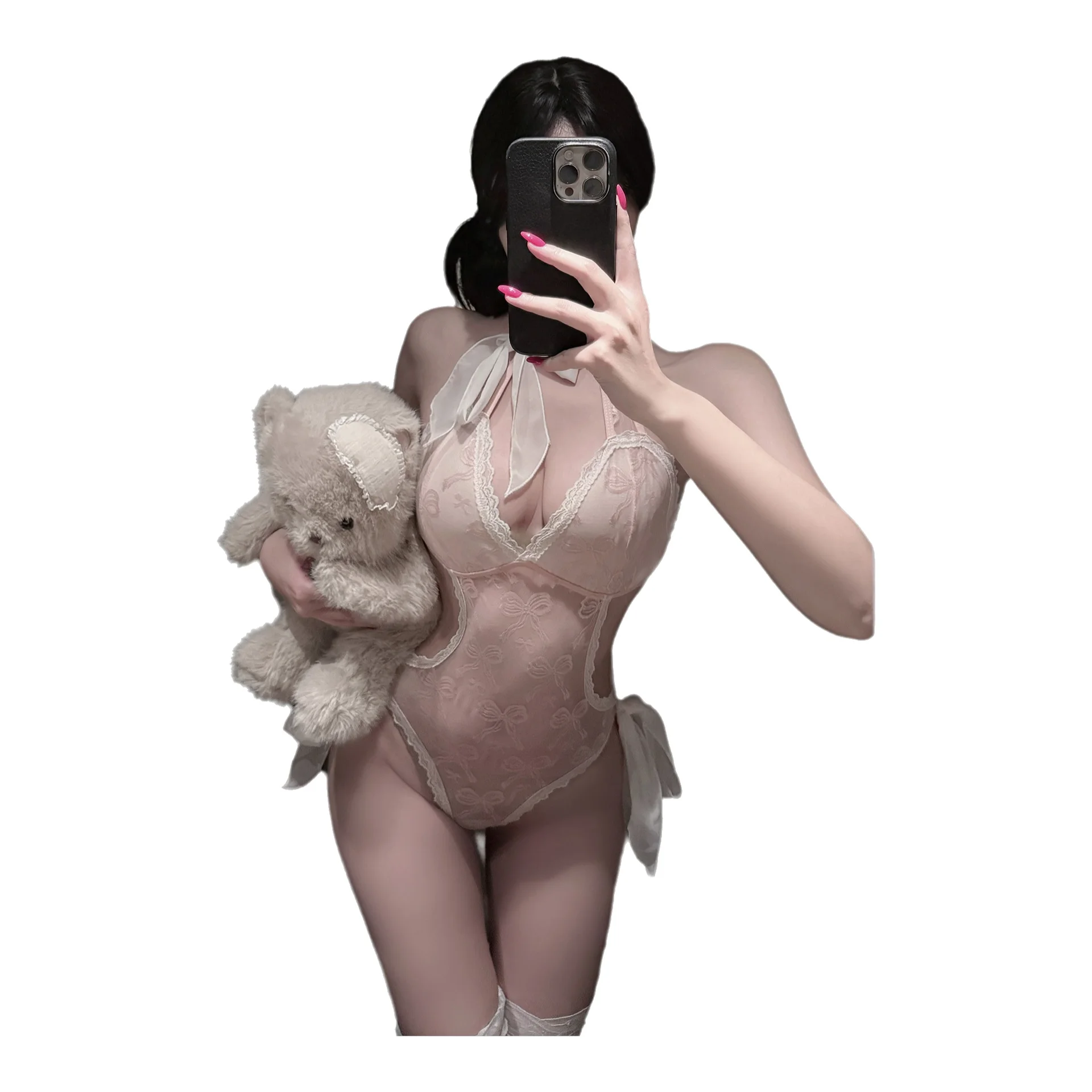 Sexy Pure Desire Style Sweet Girl Sexy Hollow-out Bodysuit Transparent Lace Backless Deep V Suspenders Sleeveless Bodysuit D2TS
Sexy Pure Desire Style Sweet Girl Sexy Hollow-out Bodysuit Transparent Lace Backless Deep V Suspenders Sleeveless Bodysuit D2TS